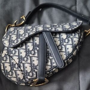 Dior Blue  and Cream Saddle Bag